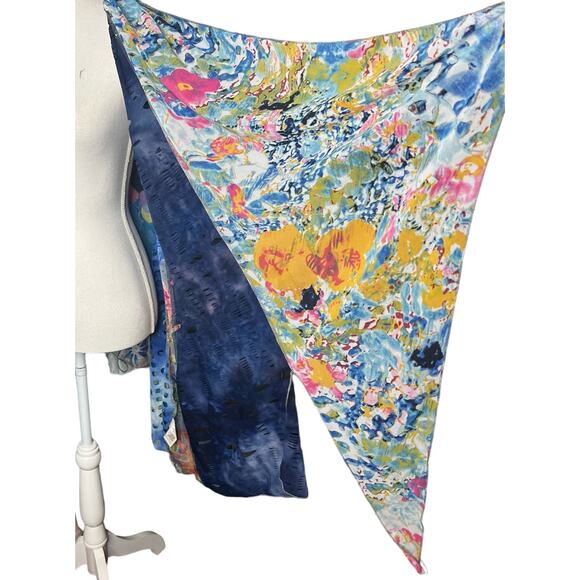 Soft Surroundings Size Small Asymmetric Floral Art to Wear Open Shawl Cardigan - Picture 9 of 10